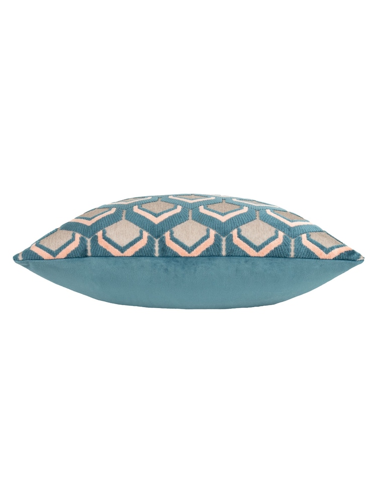 Riva Paoletti Smoke/Rose 45 x 45cm Ledbury Velvet Jacquard Cushion - Image 3 of 5