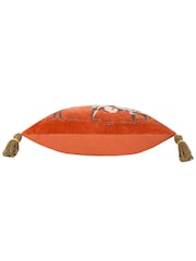 Wylder Coral Kushiro Embroidered Velvet 100% Cotton Cushion - Image 5 of 6