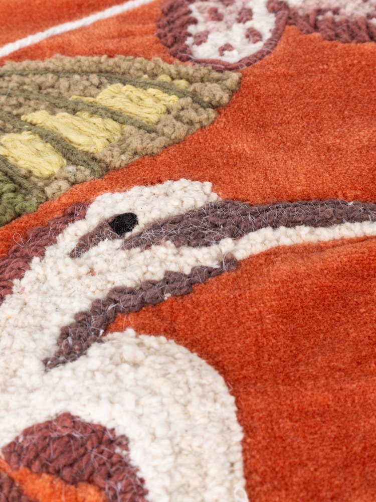 Wylder Coral Kushiro Embroidered Velvet 100% Cotton Cushion - Image 6 of 6