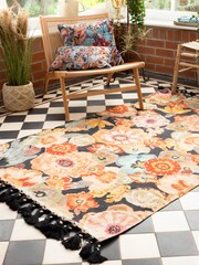 Wylder Tropics Multicolour Florage Floral Tasselled Indoor 100% Cotton Rug - Image 1 of 5