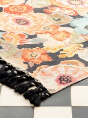 Wylder Tropics Multicolour Florage Floral Tasselled Indoor 100% Cotton Rug - Image 4 of 5