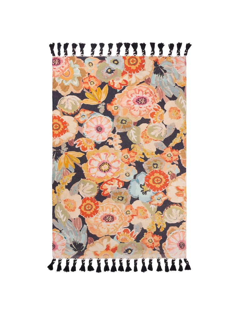 Wylder Tropics Multicolour Florage Floral Tasselled Indoor 100% Cotton Rug - Image 5 of 5