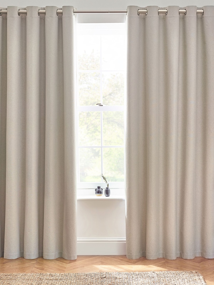 furn. Linen Dawn 100% Blackout Thermal Eyelet Curtains - Image 1 of 5