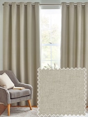 furn. Natural Dawn 100% Blackout Thermal Eyelet Curtains - Image 1 of 5