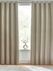 furn. Natural Dawn 100% Blackout Thermal Eyelet Curtains - Image 4 of 5