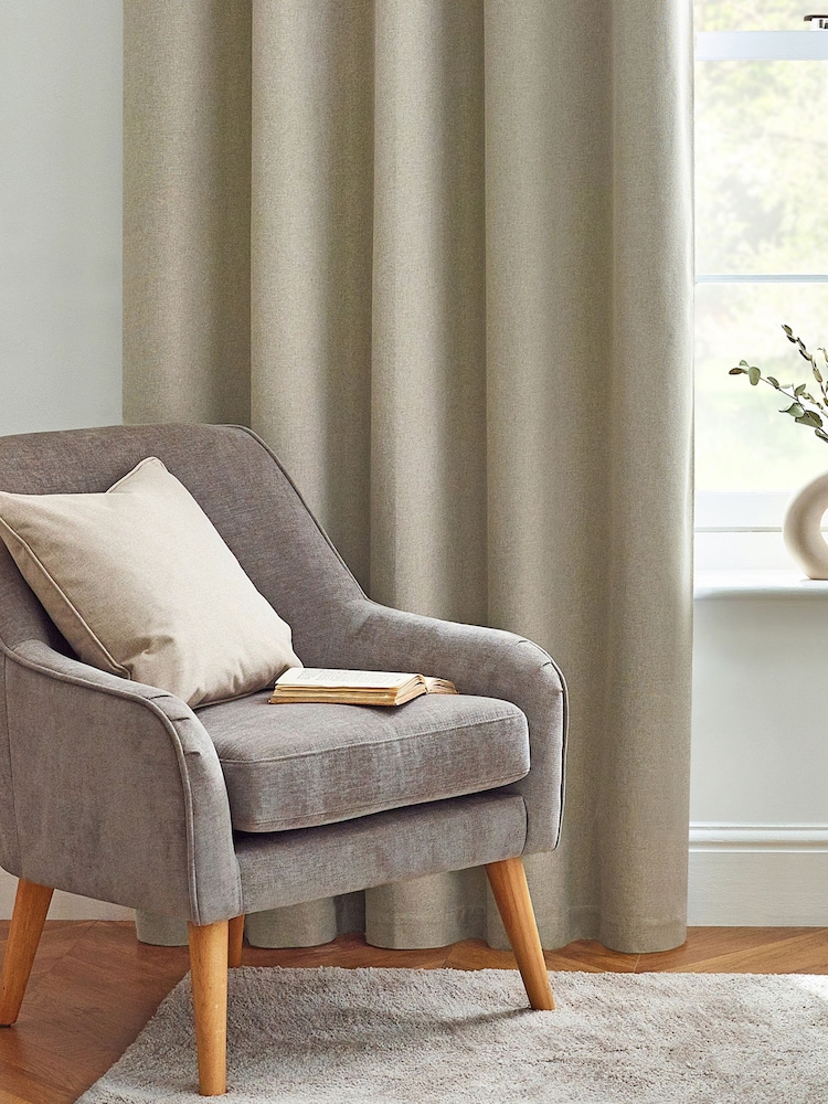 furn. Natural Dawn 100% Blackout Thermal Eyelet Curtains - Image 5 of 5