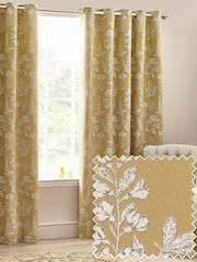 Wylder Gold Sophia Floral Jacquard Eyelet Curtains - Image 1 of 5