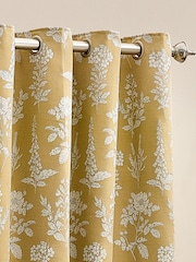 Wylder Gold Sophia Floral Jacquard Eyelet Curtains - Image 4 of 5