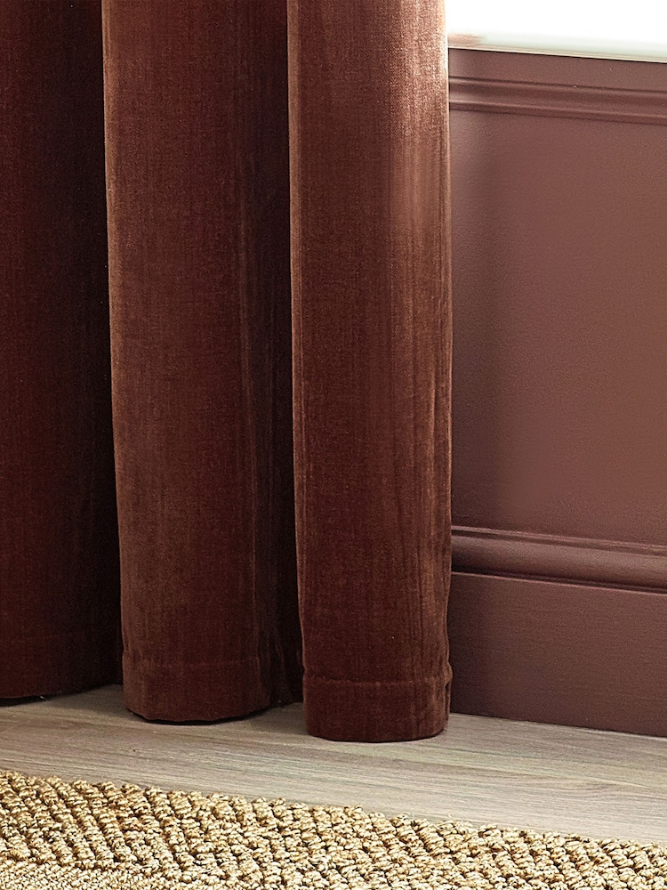 Yard Heavy Chenille Velvet Room Darkening Draperii cu inele metalice - Image 4 of 5