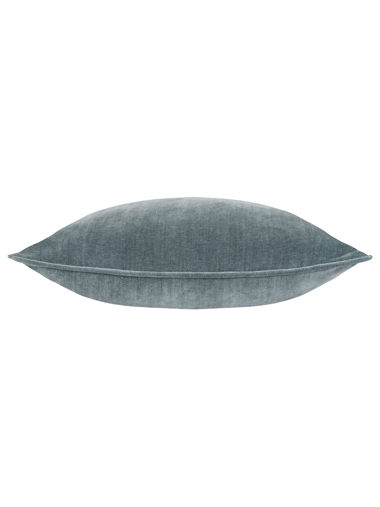 Yard Marine Blue 50 x 50cm Heavy Chenille Velvet Piped Feather Filled Cushion - Image 3 of 4