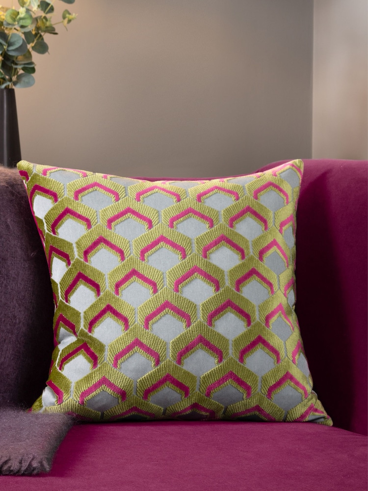 Riva Paoletti Multicolour 45 x 45cm Ledbury Velvet Jacquard Cushion - Image 1 of 6