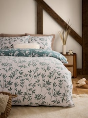 Green Reversible Mistletoe Christmas Printed Festive Icons Fairisle Pattern Fleece Duvet Cover and Pillowcase Set - Image 1 of 6