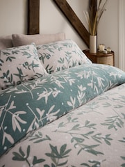 Green Reversible Mistletoe Christmas Printed Festive Icons Fairisle Pattern Fleece Duvet Cover and Pillowcase Set - Image 3 of 6