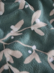 Green Reversible Mistletoe Christmas Printed Festive Icons Fairisle Pattern Fleece Duvet Cover and Pillowcase Set - Image 5 of 6