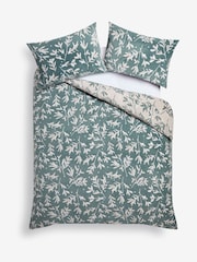 Green Reversible Mistletoe Christmas Printed Festive Icons Fairisle Pattern Fleece Duvet Cover and Pillowcase Set - Image 6 of 6