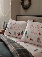 Set of 2 White/Multi Christmas Pillowcases - Image 1 of 2