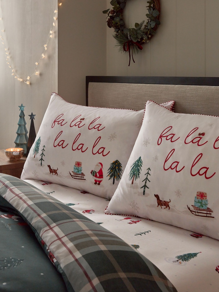 Set of 2 White/Multi Christmas Pillowcases - Image 1 of 2 Set of 2 White/Multi Christmas Pillowcases - Image 1 of 2