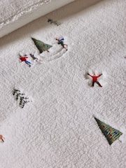 White Christmas Embroidered Fleece Duvet Cover and Pillowcase Set - Image 3 of 4