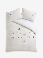 White Christmas Embroidered Fleece Duvet Cover and Pillowcase Set - Image 4 of 4
