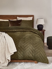 Cord Fleece Quilted 4 Tog Duvet Cover and Pillowcase Set - Изображение 1 из 5