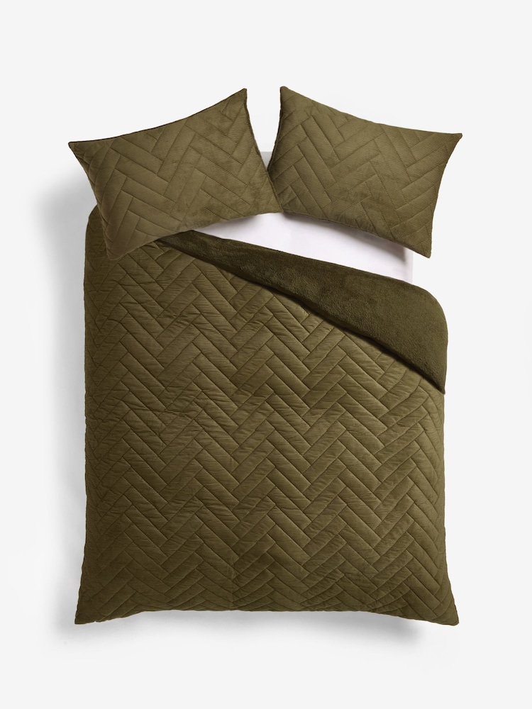 Cord Fleece Quilted 4 Tog Duvet Cover and Pillowcase Set - Изображение 5 из 5