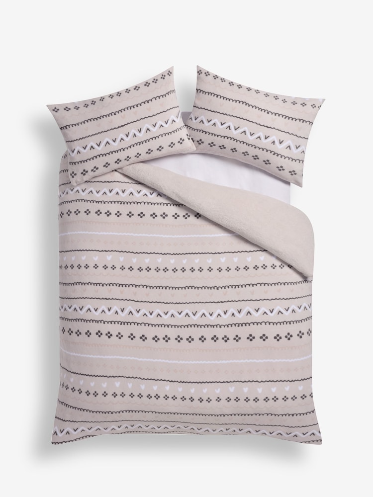 Natural Pattern Printed Fleece Duvet Cover and Pillowcase Set - Image 3 of 3