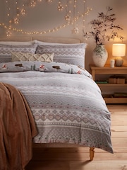Grey Hamish Brushed 100% Cotton Christmas Duvet Cover and Pillowcase Set - Image 2 of 6