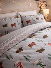 Grey Hamish Brushed 100% Cotton Christmas Duvet Cover and Pillowcase Set - Image 3 of 6