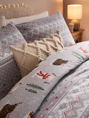Grey Hamish Brushed 100% Cotton Christmas Duvet Cover and Pillowcase Set - Image 4 of 6