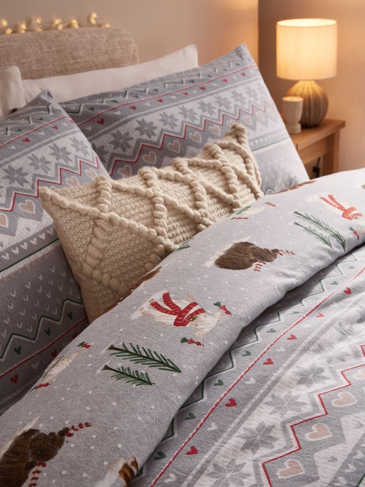 Grey Hamish Brushed 100% Cotton Christmas Duvet Cover and Pillowcase Set - Image 4 of 6