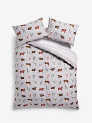 Grey Hamish Brushed 100% Cotton Christmas Duvet Cover and Pillowcase Set - Image 5 of 6