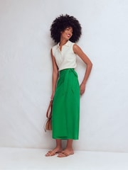 Boden Green Dimitra Linen Column Skirt - Image 1 of 5