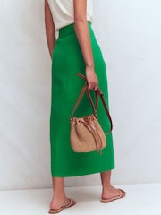 Boden Green Dimitra Linen Column Skirt - Image 3 of 5