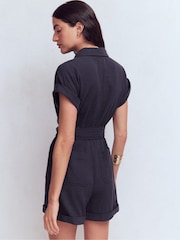 Boden Blue Kay Double Cloth Playsuit - Image 3 of 6