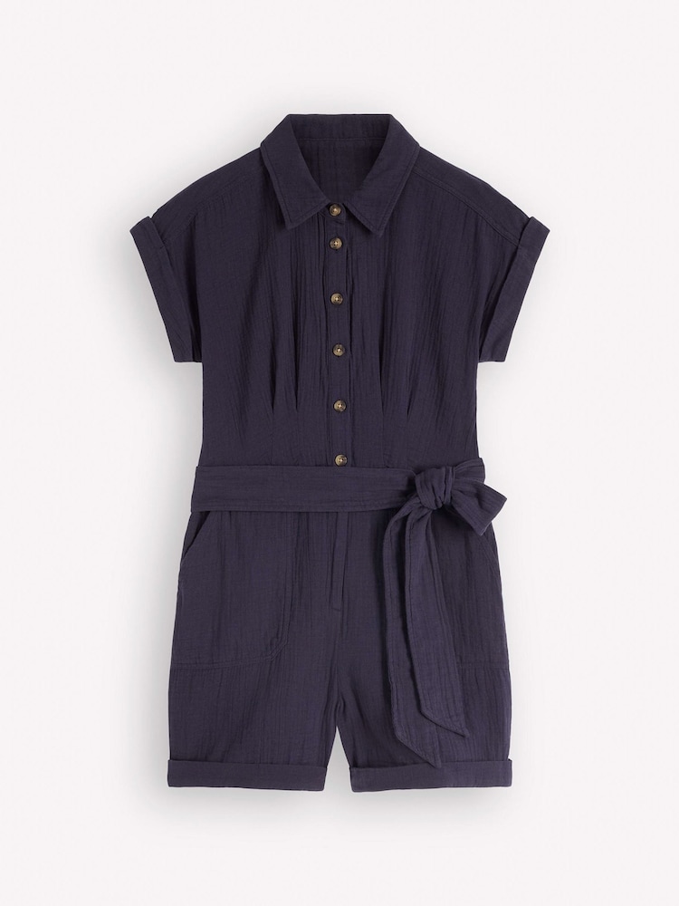 Boden Blue Kay Double Cloth Playsuit - Image 6 of 6