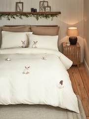 Natural Tufted Christmas Gonks Duvet Cover and Pillowcase Set - Image 2 of 4