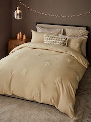 Natural Tufted Gingerbread Christmas Brushed 100% Cotton Duvet Cover and Pillowcase Set - Image 1 of 4