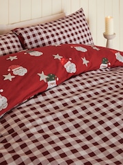 Red Tufted Christmas Santa and Reverse Check 100% Cotton Bedding Duvet Cover and Pillowcase Set - Image 4 of 5