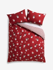 Red Tufted Christmas Santa and Reverse Check 100% Cotton Bedding Duvet Cover and Pillowcase Set - Image 5 of 5