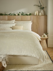 Natural Cream Christmas Star Fleece Bedding with Cosy  Fleece Reverse Duvet Cover and Pillowcase Bed Set - Image 2 of 4