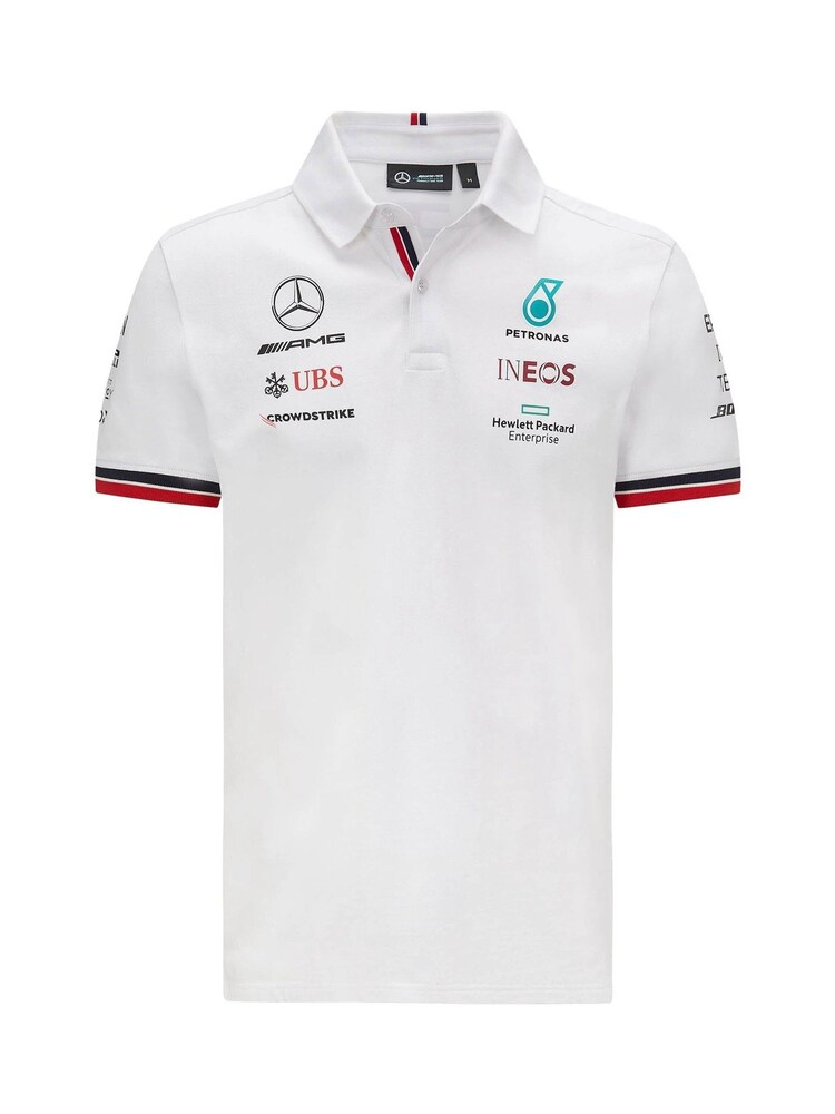 Fanatics Mercedes AMG Petronas F1 2021 Team White Polo Shirt - Image 2 of 3