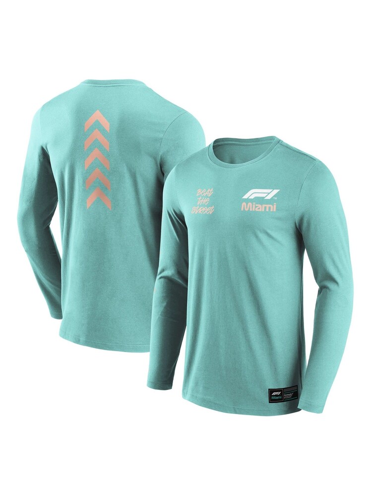 Fanatics Green Formula 1 Miami Beat The Street Graphic Long Sleeve 100% Cotton T-Shirt - Image 1 of 3
