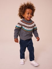 Grey Fairisle Pattern Knitted Jumper (3mths-7yrs) - Image 1 of 8