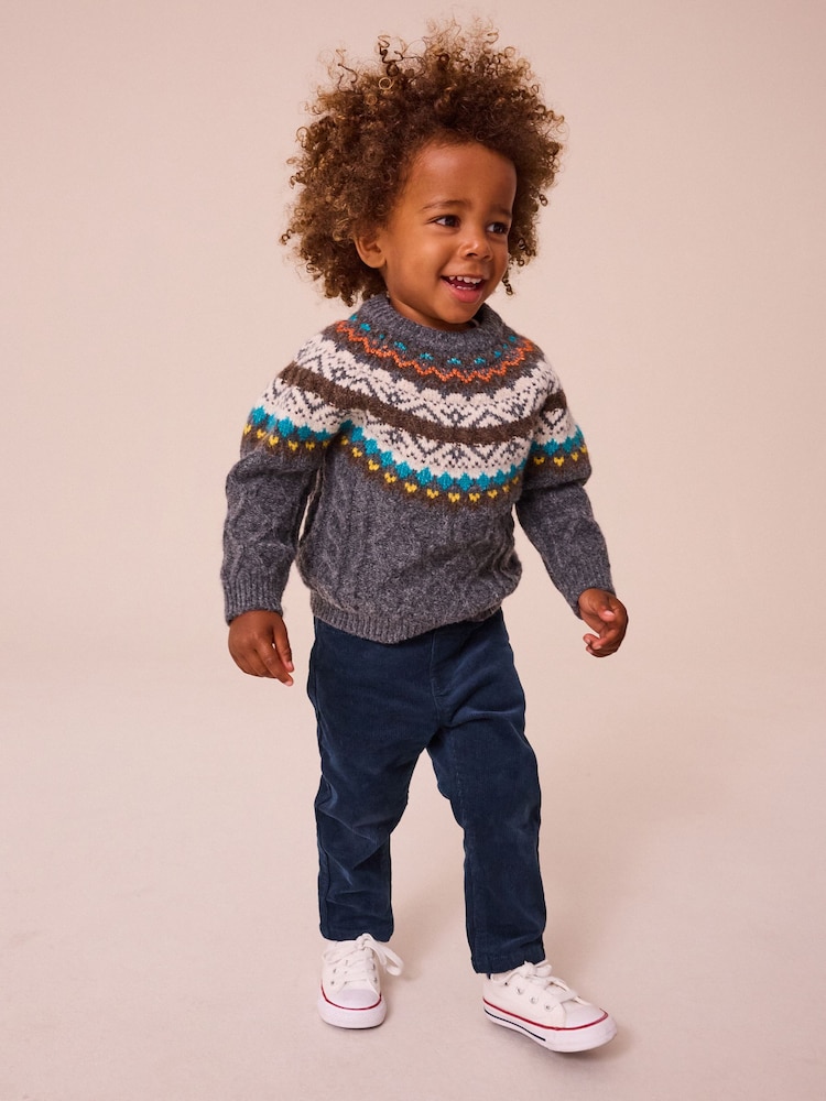 Grey Fairisle Pattern Knitted Jumper (3mths-7yrs) - Image 1 of 8