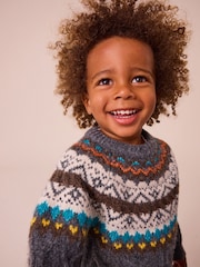 Grey Fairisle Pattern Knitted Jumper (3mths-7yrs) - Image 3 of 8