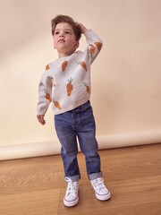 Neutral Carrot Character Knitted Crew Neck 100% Cotton Jumper (3mths-7yrs) - Image 2 of 7