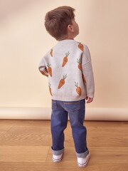 Neutral Carrot Character Knitted Crew Neck 100% Cotton Jumper (3mths-7yrs) - Image 3 of 7