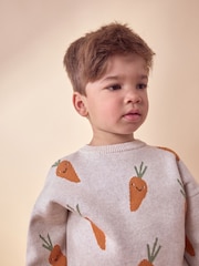 Neutral Carrot Character Knitted Crew Neck 100% Cotton Jumper (3mths-7yrs) - Image 4 of 7