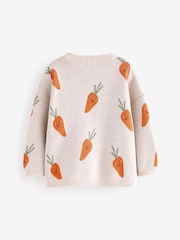 Neutral Carrot Character Knitted Crew Neck 100% Cotton Jumper (3mths-7yrs) - Image 6 of 7