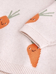 Neutral Carrot Character Knitted Crew Neck 100% Cotton Jumper (3mths-7yrs) - Image 7 of 7